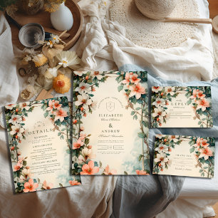 Extravagante Blumenhochzeit Dankeskarte