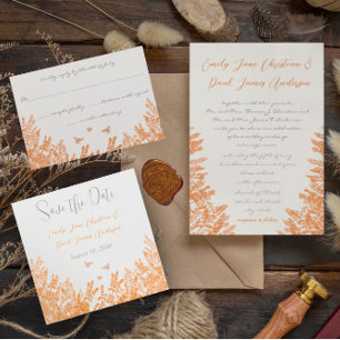 Romantische Rustikale Wildblume Butterfly-Hochzeit Einladung