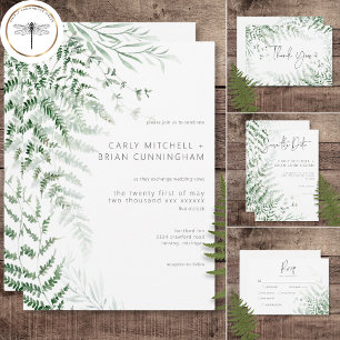 Elegant Delicate Greenerity Ferns Wedding Dankeskarte