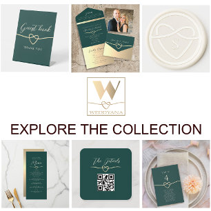 Emerald Green Calligraphy Wedding All In One Einladung