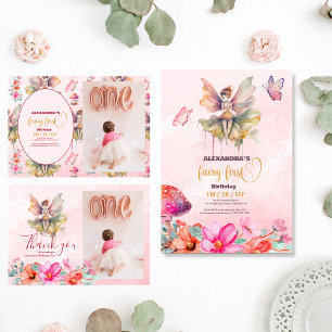 Fairy First Girl's 1. Geburtstag Einladung