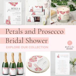 Petals & Prosecco Brautparty Blumenrosa Chic Einladung