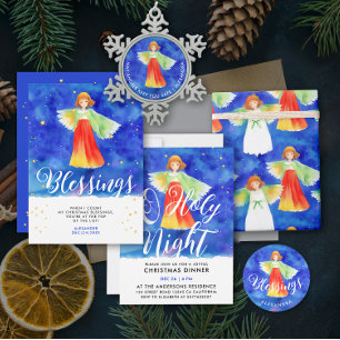 Niedliches Weihnachts-Segeln Farbenfrohe Engel-Sch Runder Aufkleber