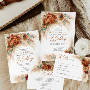 Terracotta-Bronzeborange-Eukalyptus Einladung