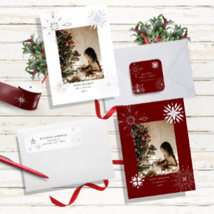 Silver Snowflake Foto Feiertagskarte