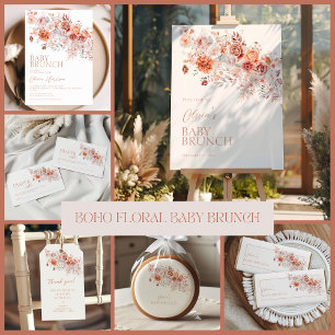 Boho Floral Baby Brunch Dankeskarte