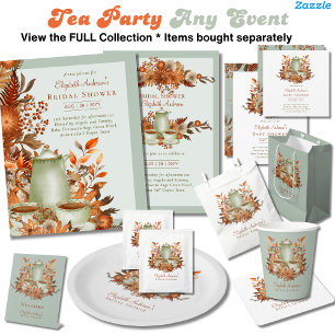 Floral Boho Terracotta Sage Teezeremonie Party Einladung