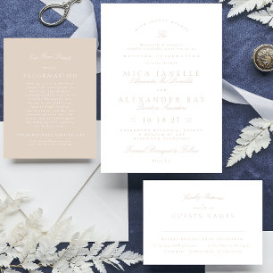 Offizielle klassische Blush-Pink-Kalligrafie-Hochz RSVP Karte