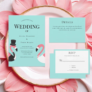 Türkis White RSVP Karte