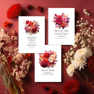 Luscious Red Floral Wedding Dankeskarte