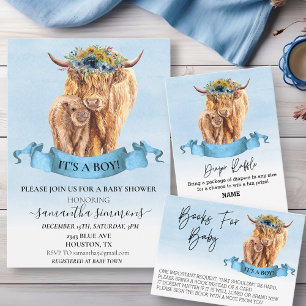 Bücher für Baby Shower Highland Cow Boy Calf Begleitkarte