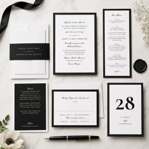 Schwarz-Weiße Hochzeit Tischnummer Karte