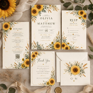 Sonnenblumen-Land Save the Date Karte