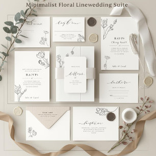 Minimalistische florale Linienkunst-Hochzeit  Runder Aufkleber