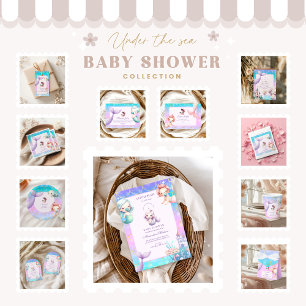 Aquarell unter dem Meer Kleine Perle BabyRegistry Begleitkarte