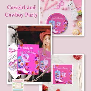 Birthday Cowboy Pink Party Einladung