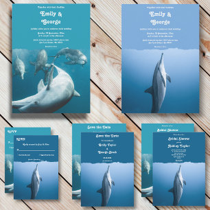 Brautparty der Marine Unterwasser Playful Delphine Einladung