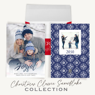 Frohe Weihnachten Red Navy Blue Simple Snowflake Geschenkanhänger