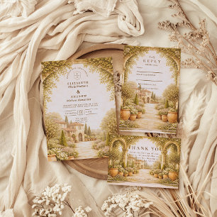 Rustikale Garten-Anwesen-Hochzeit Einladung