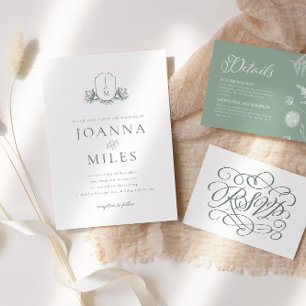 Sage Green Calligraphy Wedding RSVP Card Dankeskarte