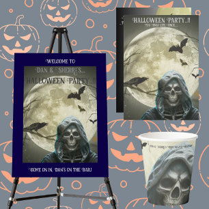 Grimmiges Sensenmann Halloween-Party Runder Pappuntersetzer