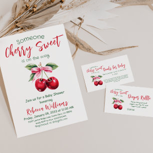 Cherry Sweet Pink Bow Girl Baby Duschtier Spiel Wi Begleitkarte