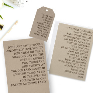 Einfach Typografie Spaß & informelle Hochzeit Einladung