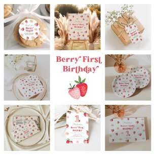 Niedlich Pink Daisy & Strawberries Pastell Wasserf Geschenkpapier