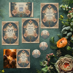 Elegante Arch Art Nouveau Hochzeit RSVP Karte