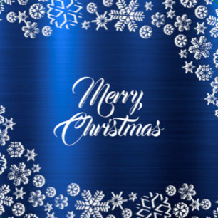 Weihnachts-Party White Snowflakes Navy Blue Satinband