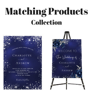 Hochzeitsschreiben für Navy-Silber-Blume Einladungspostkarte