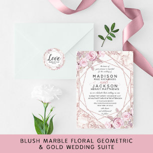 Geometrische Blush-Rahmen-Einladungen für Hochzeit Magneteinladung