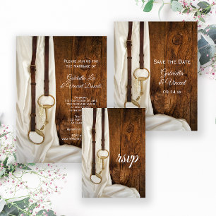 Weiße Satin- und Horse-Bit-UAWG RSVP Karte