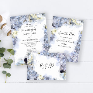 Blue Hydrangea Blume Wasserfarbenhochzeit Einladung