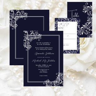 Hochzeitslabel "Navy and White Elegant Style"