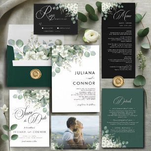 Moderne Emerald Greenery Save the Date Card
