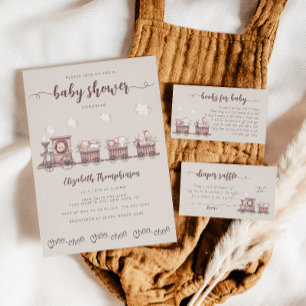 Safari Animals Train Baby Shower Buchumschließung  Begleitkarte