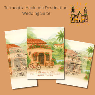 Hacienda-Hochzeit in Urlaubsort Save the Date Einladung