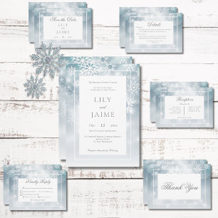 Dusty Blue Snowflake Sky Moderne Hochzeit Save The Date