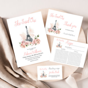 Ooh La Parisian Floral Brautparty Dankeskarte