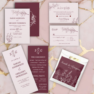 Red Wine Boho Minimalistische Save the Date Karte