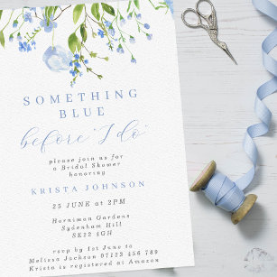 Light Blue Floral Brautparty wünscht Card Hinweiskarte