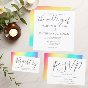 Rainbow Fade Simple Chic Wedding Registry Begleitkarte