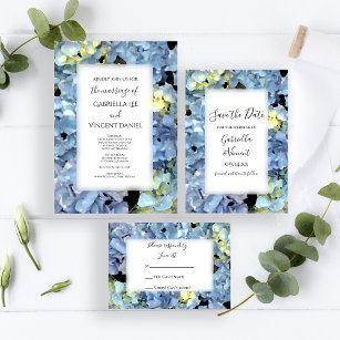 Blauer Hydrangea-Blüten-Posten-Hochzeits-Brunch Einladung