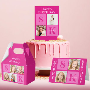 Hot Pink Happy Geburtstag Niedliche Mädchen Foto Karte