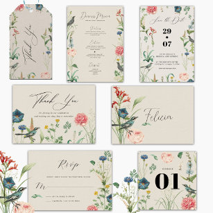 Secret Garden Wildblumen Hochzeit Einladung