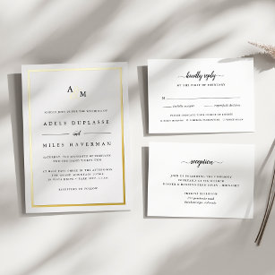 Schwarz-Weiß-Kalligrafie-Hochzeitskarte Einladung