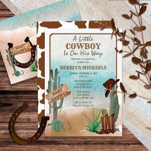 Ein kleiner Cowboy Western Boy Baby Dusche Einladu Einladung