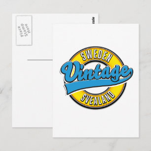 Svealand Schweden Vintage-Logo Postkarte
