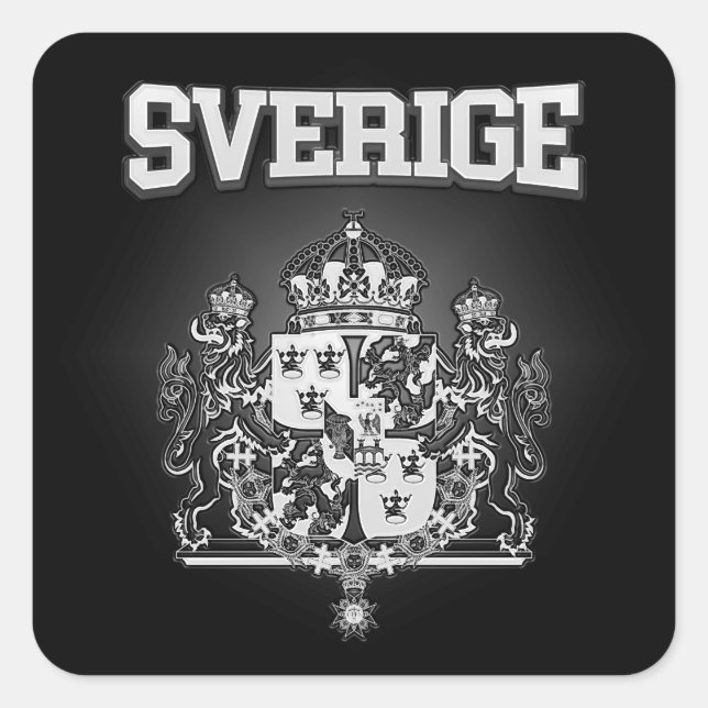 Sverige Emblem Quadratischer Aufkleber (Vorderseite)